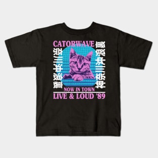 Vaporwave Aesthetic Retro Cat Gift Funny Japan Otaku Kids T-Shirt